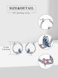 wholesale 925 Sterling Silver Hypoallergenic Blue & Pink Enamel Butterfly Flower Huggie Hoop Earrings-0-3