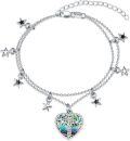 wholesale 925 Sterling Silver Heart-Shaped Tree of Life with Stars Charm Bracelet for Women-0-0
