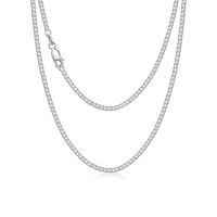 wholesale 925 Sterling Silver Green Cubic Zirconia Tennis Chain Necklace For Women-White-cubic zirconia tennis necklace-1.5mm-16 inch