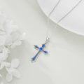 wholesale 925 Sterling Silver Blue Topaz December Birthstone Cross Necklace for Women-0-3