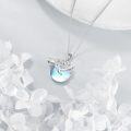 wholesale 925 Sterling Silver Blue Opalite Turtle Pendant Necklace with Swirl Design and CZ Accents-0-4