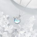 wholesale 925 Sterling Silver Blue Opalite Turtle Pendant Necklace with Swirl Design and CZ Accents-0-4