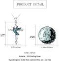 wholesale 925 Sterling Silver Turquoise Ribbon Cross Pendant Necklace s for Women-0-3