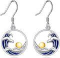wholesale 925 Sterling Silver Wave Ocean Sunset Leverback Earrings-0-0