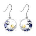 wholesale 925 Sterling Silver Wave Ocean Sunset Leverback Earrings-0-0
