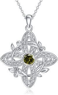 wholesale 925 Sterling Silver Birthstone Witches Knot Pendant Necklace-August