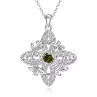 wholesale 925 Sterling Silver Birthstone Witches Knot Pendant Necklace-August