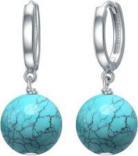 wholesale 925 Sterling Silver Agate Beaded Dangle Earrings for Women-Blue