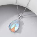 wholesale 925 Sterling Silver Tree of Life Blue Opal Flute Pendant Necklace-0-4