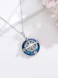 TOUPOP Sterling Silver Stone Compass Pendant Necklace Christmas Gifts-0-4