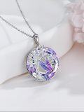 wholesale 925 Sterling Silver Hummingbird Crystal Tree of Life Pendant Necklace for Women Birthday Anniversary Christmas Gifts-0-1