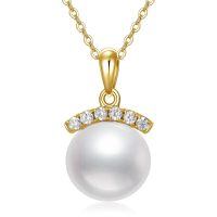 TOUPOP 14K Gold Pearl Necklace with Bow/Heart/Dolphin Pendant-undefined