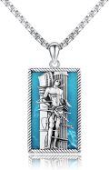 wholesale 925 Sterling Silver Rectangle Turquoise Stone Religious Pendant with Angel Design for Men-0-0