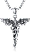 wholesale 925 Sterling Silver Caduceus Phoenix Pendant Necklace  for Men - Medical Theme s-0-0