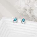 wholesale 925 Sterling Silver Teardrop Turquoise & Cubic Zirconia Horseshoe Stud Earrings for Women-0-2