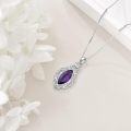 wholesale 925 Sterling Silver Marquise Cut Amethyst and Crystal Pendant Necklace-0-3