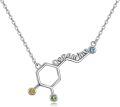 wholesale 925 Sterling Silver Serotonin Molecule Pendant Necklaces Minimalist Chemistry Gifts for Women-0-12