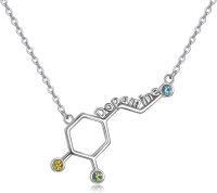 wholesale Sterling Silver Serotonin Molecule Necklace Chemical Jewelry Gift for Women-Dopamine Necklace