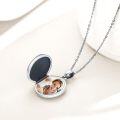 wholesale 925 Sterling Silver Round Photo Frame Lockets with Floral Pattern and Opal Stone for Women's  (Medium)-0-1