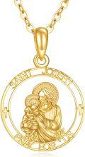 wholesale 14K Gold Saint Joseph Medal Necklace Catholic Gifts for Men/Women-0-0