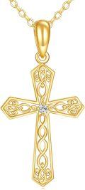 wholesale 14k Yellow Gold Celtic Knot Diamond Cross Pendant Necklace for Women - Religious Gifts for Her-0-0