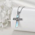 wholesale 925 Sterling Silver Blue Opalite Stone Celtic Cross Pendant Necklace for Women Girls Boho Chic s 43cm Chain Length-0-3