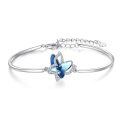 wholesale 925 Sterling Silver Butterfly Bracelet Wholesale With Blue Crystal And Clear Stones-0-0