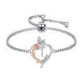 TOUPOP Sterling Silver Rose Heart Butterfly Initial T Letter Link Bracelet For Women-0-0