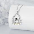 wholesale 925 Sterling Silver Penguin in Heart Shape Pendant Necklace - Cute Animal s for Women-0-3
