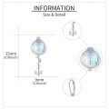 wholesale 925 Sterling Silver Key Shaped Drop Earrings with Blue Opal Stone - Wiccan Goddess  for Women-0-2