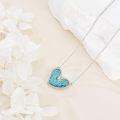 wholesale 925 Sterling Silver Turquoise Stone Heart Pendant Necklace for Women - Elegant Love Charm Jewelry-0-3