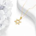 wholesale 14K Yellow Gold White Opal Star of David Necklace Pendant  for Women-0-3