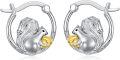 wholesale 925 Sterling Silver Squirrel Hoop Earrings with Acorn Charm and Evil Eye Protection Symbol-0-0