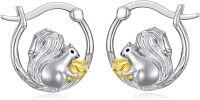 wholesale 925 Sterling Silver Squirrel Hoop Earrings with Acorn Charm and Evil Eye Protection Symbol-Squirrel