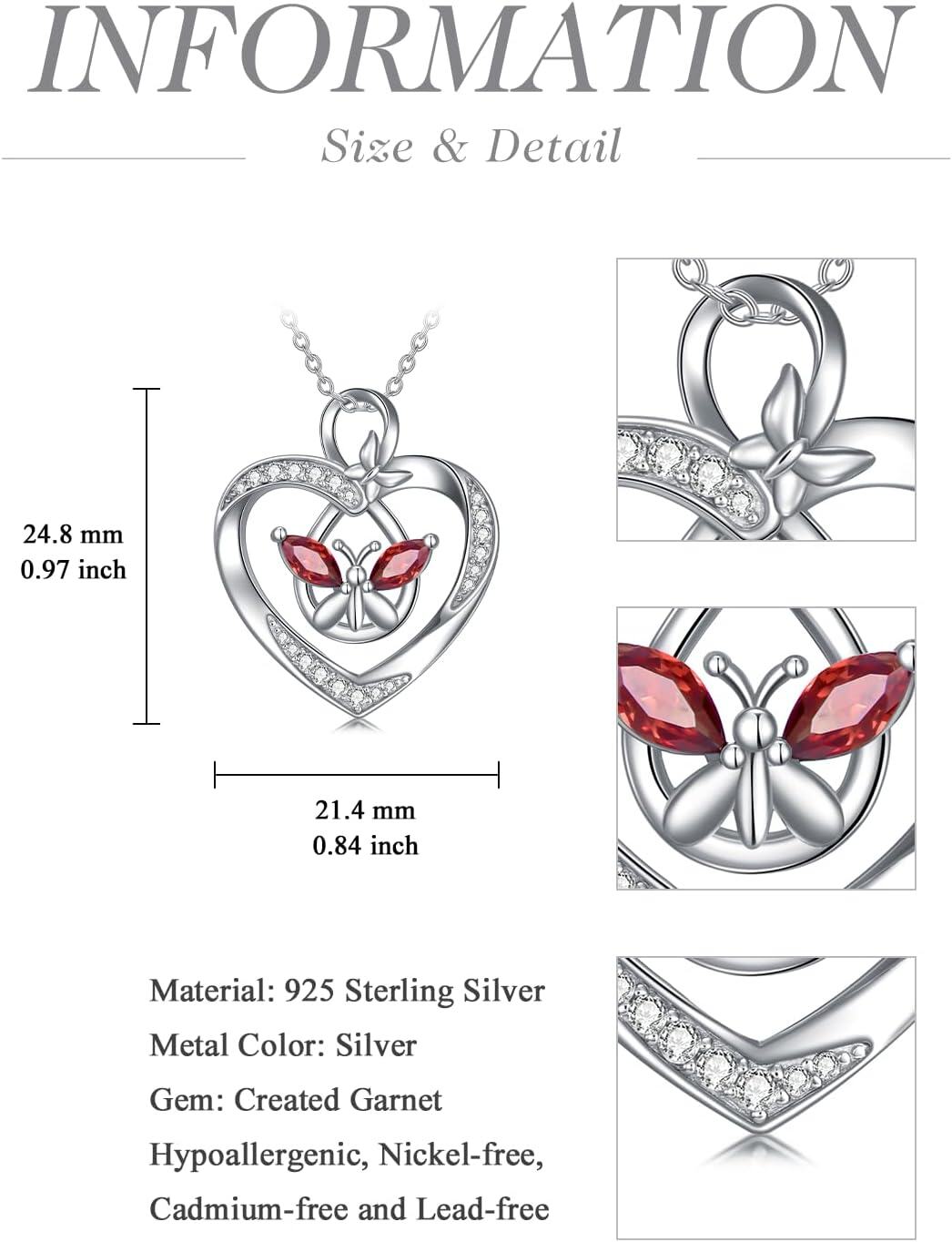 Sterling Silver Butterfly Pendant Necklace for Women Gift for Wife Girlfriend-0-1