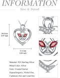 wholesale 925 Sterling Silver Red Crystal Heart & Butterfly Pendant Necklace for Women Gifts-0-1