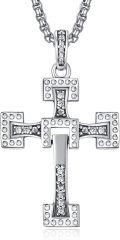 wholesale 925 Sterling Silver Cubic Zirconia Square Cross Pendant Necklaces for Women and Men Religious  Ideas-0-0