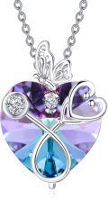 wholesale 925 Sterling Silver Purple Crystal Butterfly Heart Stethoscope Pendant Necklace for Nurses Doctors Gifts-0-0