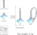 wholesale 925 Sterling Silver Opalite Princess Cut Leverback Dangle Earrings Hypoallergenic-0-4