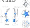 wholesale 925 Sterling Silver Blue Opal CZ Star Ear Climber Earrings for Women Girls -0-5