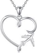 wholesale 925 Sterling Silver Heart Airplane Necklace for Women Flight Attendant Gifts-0-0