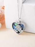 TOUPOP Sterling Silver Abalone Butterfly Hummingbird Lotus Angel Wings Dragonfly Urn Necklace-0-4