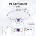 wholesale 925 Sterling Silver Aquarius Zodiac Heart-Shaped Amethyst Charm Bracelet s for Women-0-3