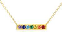 wholesale 14K Gold 7 Chakras Bar Rainbow CZ Stone Pendant Necklace for Women-Chakra