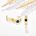 wholesale Gold Plated 925 Sterling Silver Square Black Onyx Stone Double Twist Sleeper Hoop Earrings-0-1