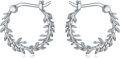 wholesale 925 Sterling Silver Leaf Design Huggie Hoop Earrings - Bohemian Style  for Women-0-0
