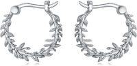 wholesale 925 Sterling Silver Leaf Design Huggie Hoop Earrings - Bohemian Style  for Women-Boho Bali Hoop Earrings-06