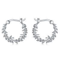 wholesale 925 Sterling Silver Leaf Design Huggie Hoop Earrings - Bohemian Style  for Women-Boho Bali Hoop Earrings-06