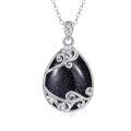 wholesale 925 Sterling Silver Filigree Teardrop Pendant Necklace for Women-0-17