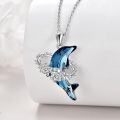 TOUPOP 925 Sterling Silver Crystal Dolphin Pendant Necklace-0-3